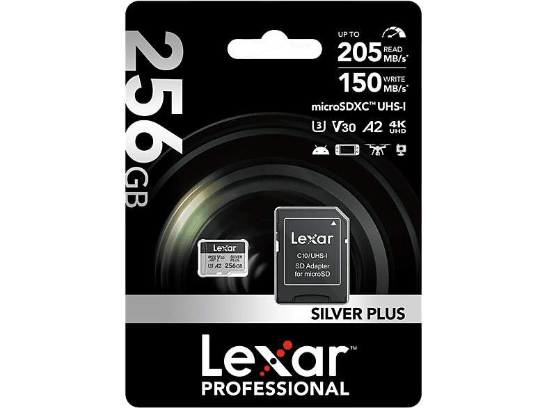 LEXAR 256GB Yüksek Performanslı Silver Plus microSDXC UHS-I 205MB