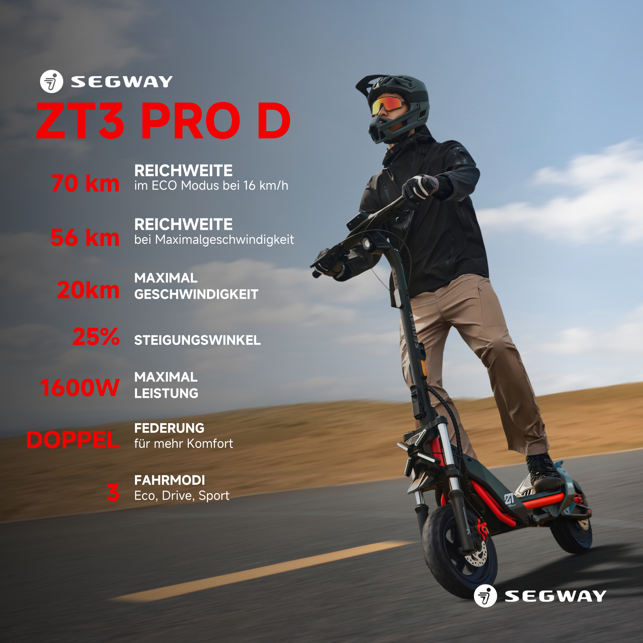 SEGWAY ZT3 Pro D – 70 km Reichweite