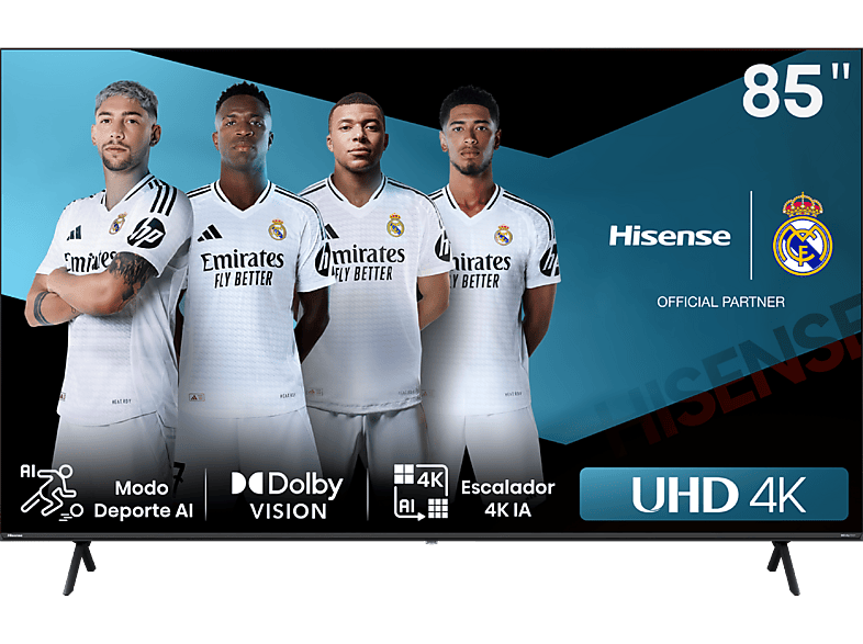 Hisense 85A6N, UHD 4K, Smart TV, HDR 10+, Dolby Vision, Control por Voz, Modo Juego, IA, Negro