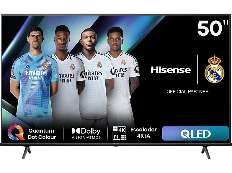 TV QLED 50" - Hisense 50E7NQ, UHD 4K, Dolby Vision&Atmos, Sensor de luz, Modo Deportes, Air Play, IA, Negro