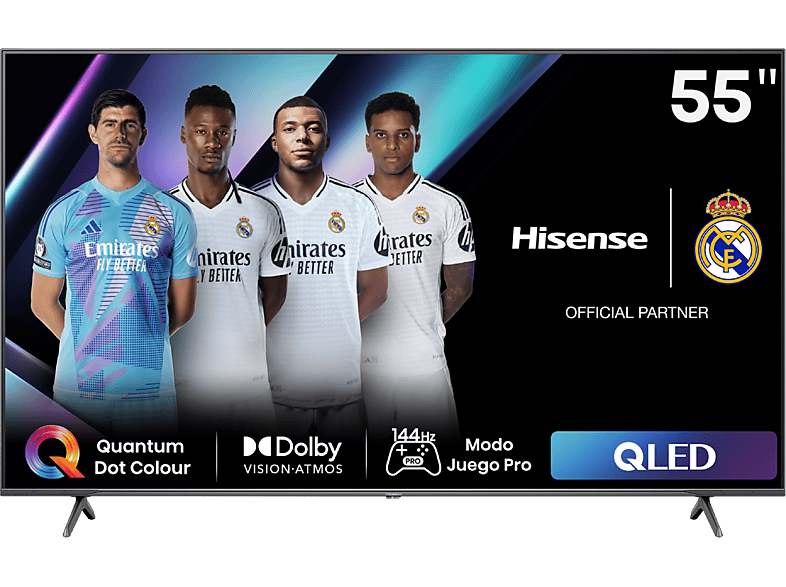 TV QLED 55" - Hisense 55E7NQ Pro, UHD 4K, Game Bar, 144Hz, Dolby Vision IQ, Atmos, Subwoofer, IA, Negro