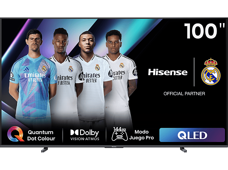 Hisense 100E7NQ Pro, UHD 4K, Game Bar, 144Hz, Dolby Vision IQ, Atmos, Subwoofer, IA, Negro