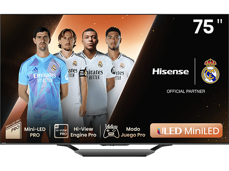 Hisense 75U7NQ, UHD 4K, LED, Smart TV, Hi-View, Dolby Atmos&Vision, Imax, IA, Negro