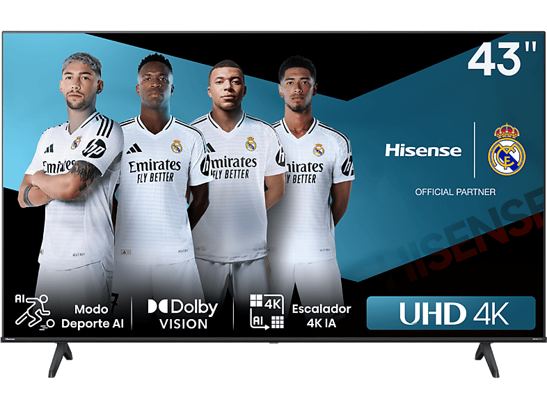 Hisense 43A6N, UHD 4K, Smart TV, HDR 10+, Dolby Vision, Control por Voz, Modo Juego, IA, Negro