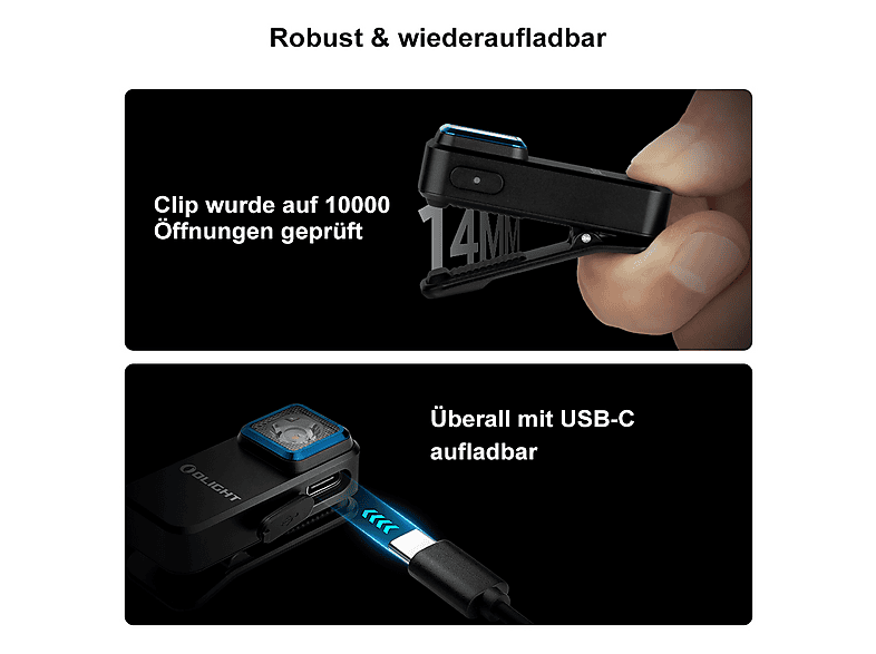 Olight Oclip multifunktionales Clip-Licht LED mit zwei Lichtquellen; Taschenlampe — Foto 5 von 5