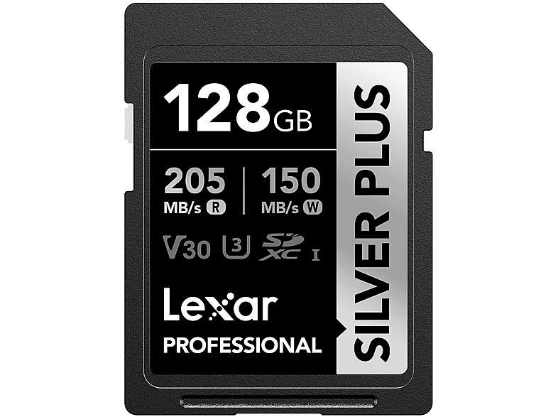 LEXAR 128GB LSDSIPL128G-BNNNG SD Professional Silver Plus SDXC UHS-I Kart Up To 205MB/S Okuma 150MB/S Yazma Hafıza Kartı