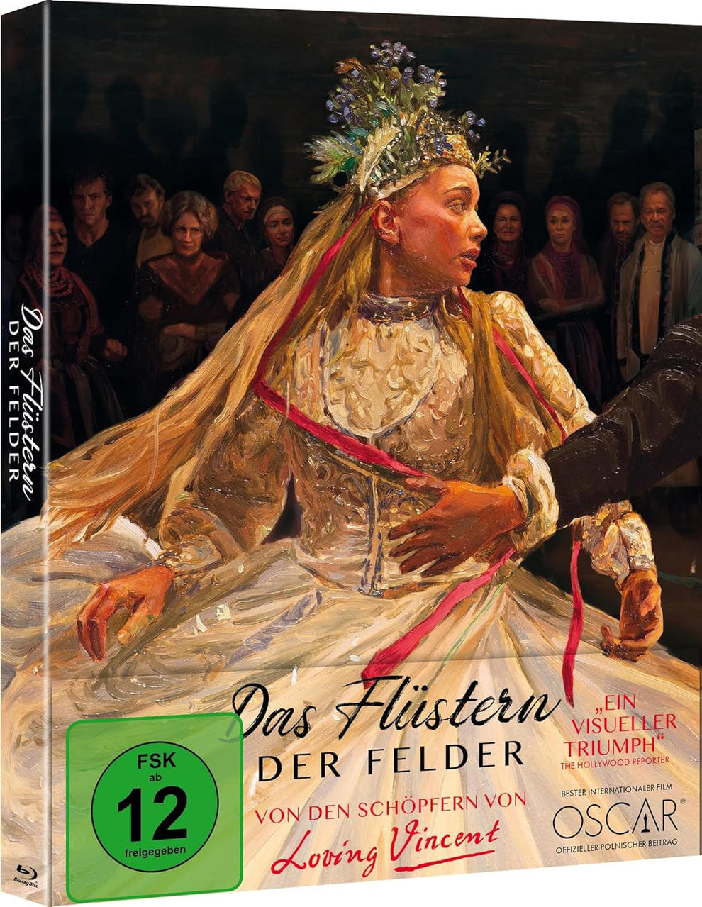 DVD-Cover von „Das Flüstern der Felder“, zeigt eine Frau in einem weißen Kleid.