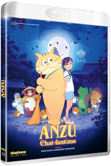 Couverture Blu-ray d'Anzu, Chat-Fantôme, avec un esprit félin et une fille.