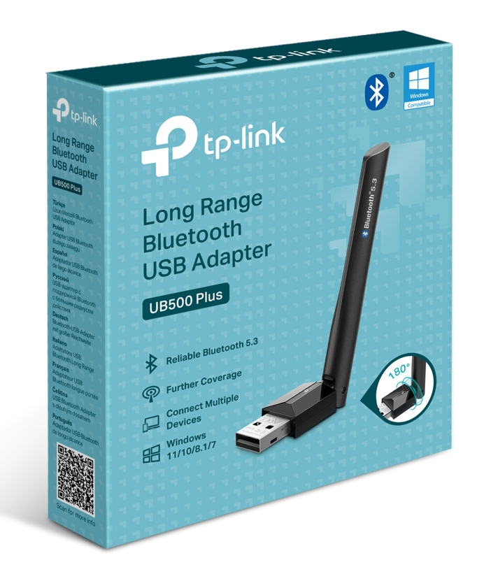 Niebiesko-białe pudełko z logo tp-link.