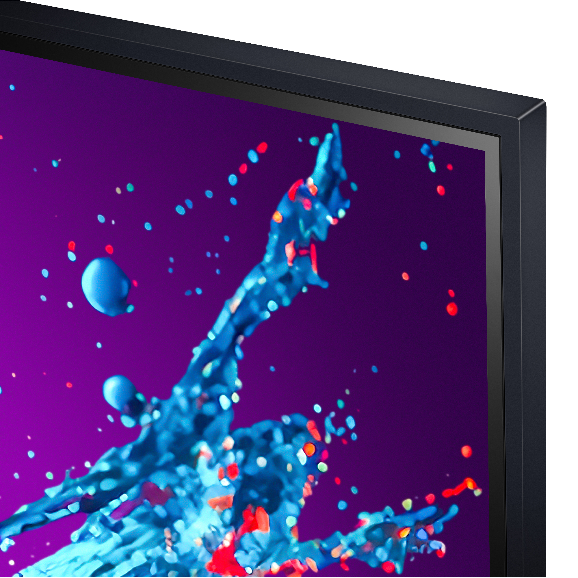 Primer plano de una pantalla de TV negra.