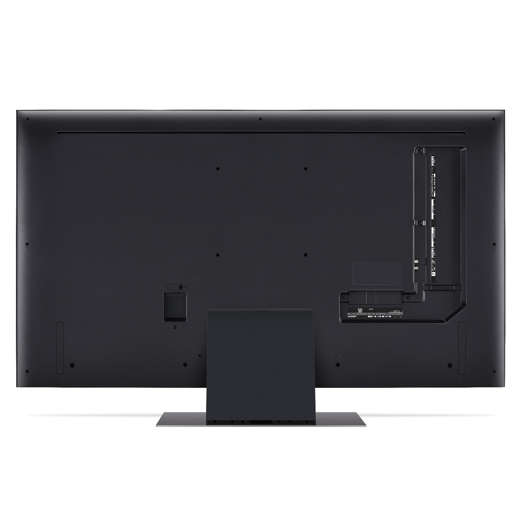 Parte trasera de un televisor LG negro con puertos.