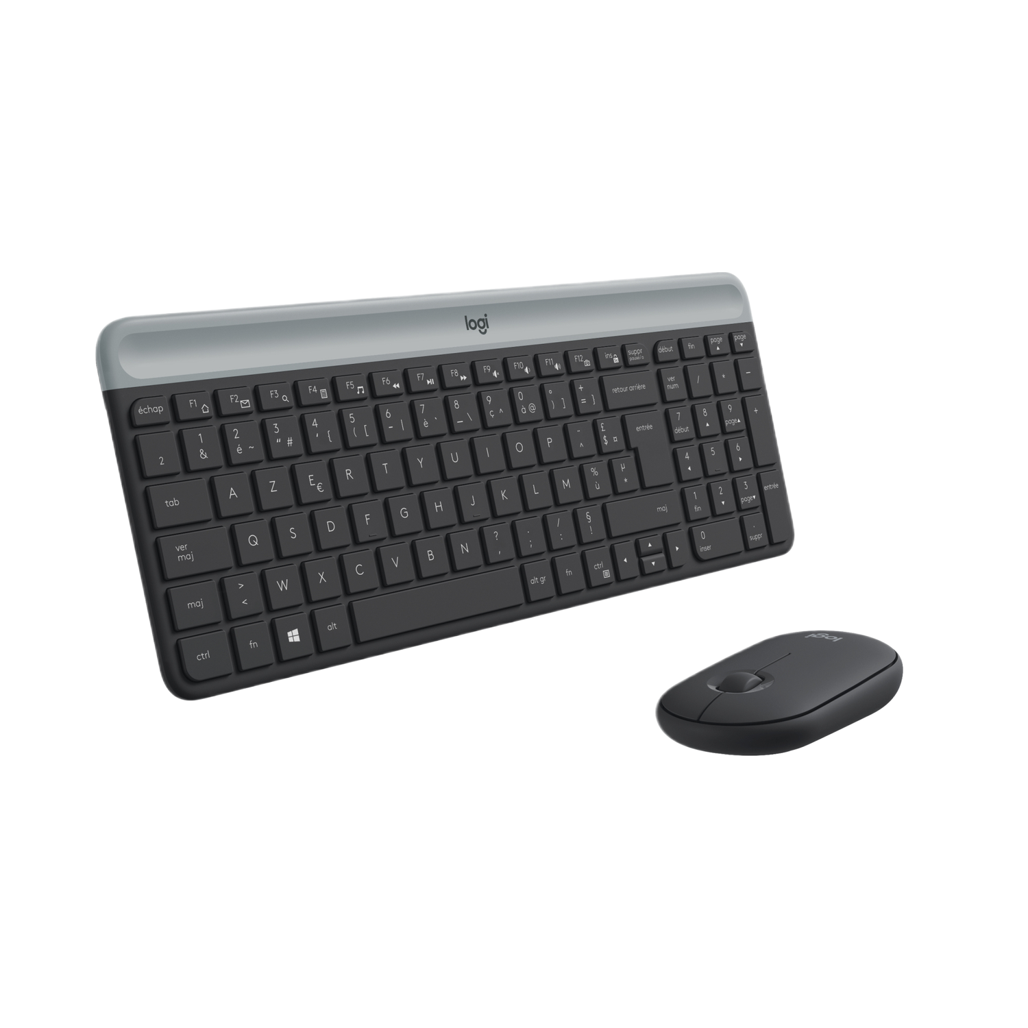 Draadloze toetsenbordmuiscombo, cimetech 2.4G ultradunne toetsenbord- en muisset met slank ergonomisch stil ontwerp en stabiele verbinding voor Windows pc laptop computer (QWERTY UK Layout, grijs