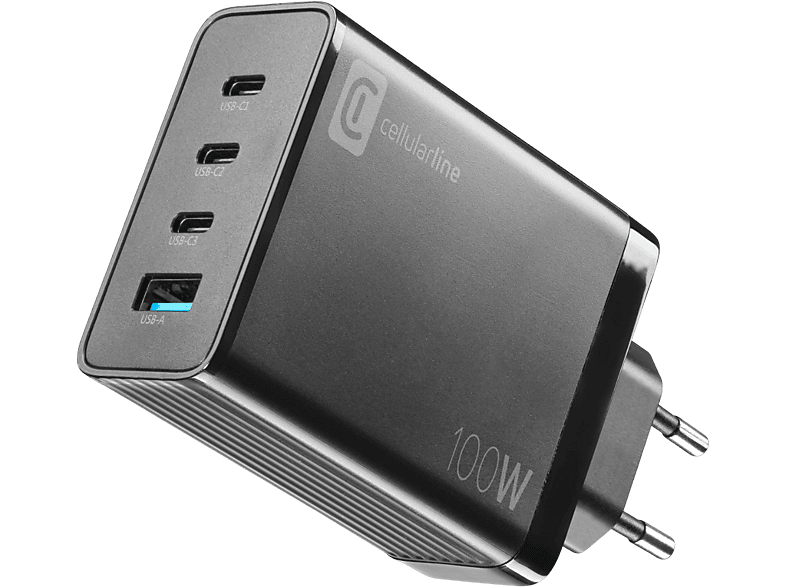 CELLULARLINE 100W Nano Gan 4 Port Duvar Şarj Adaptörü