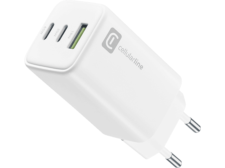 CELLULARLINE Multipower 65W Gan 3 Port Adaptörü