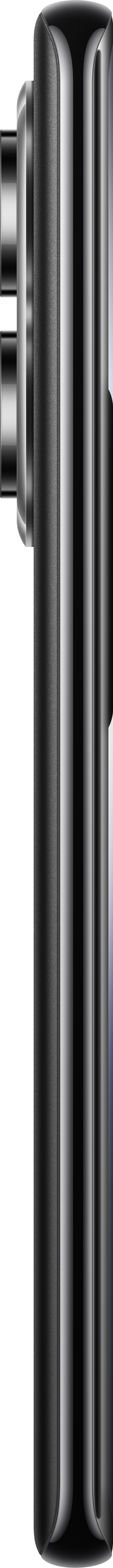 Seitenansicht eines Smartphones. Es hat einen glänzenden Silberrahmen, eine schwarze Seite und Kameralinsen oben.