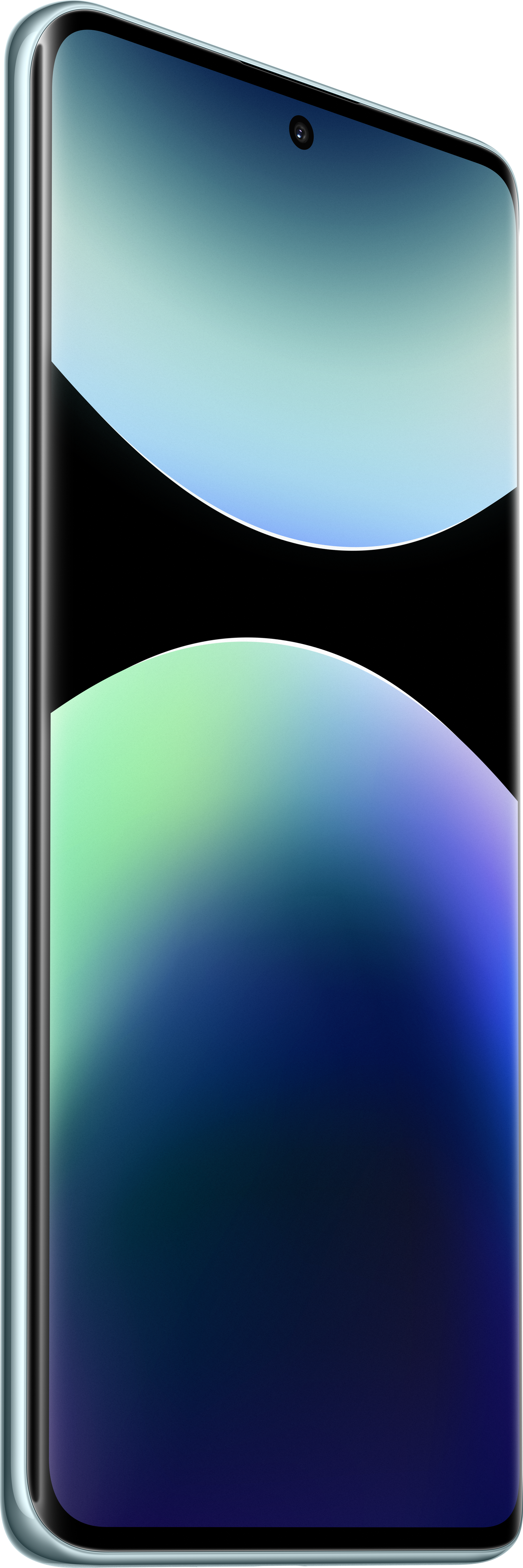 Smartphone mit blau-grünem Farbverlauf im Hintergrund.