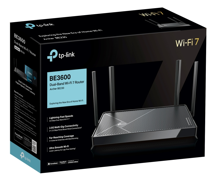 Router Wi-Fi 7 z antenami w pudełku