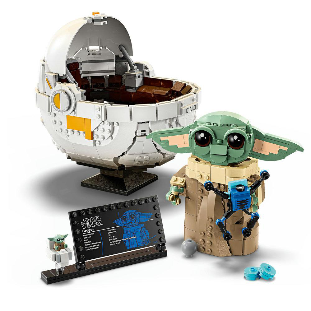 Lego Star Wars Set mit Grogu und seiner Kapsel, mit einer Grogu Info-Karte und Baby Yoda Figur.