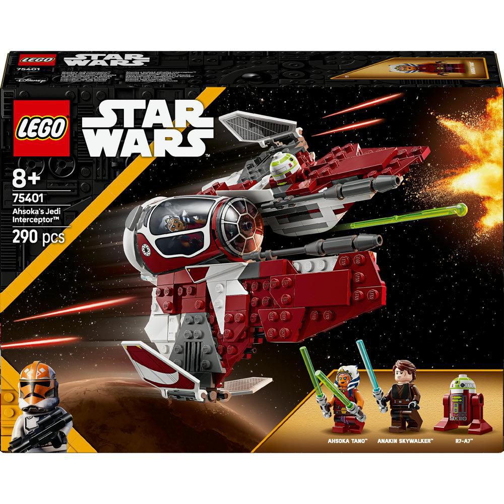Lego Star Wars Set-Box mit rotem und weißem Schiff und Figuren.