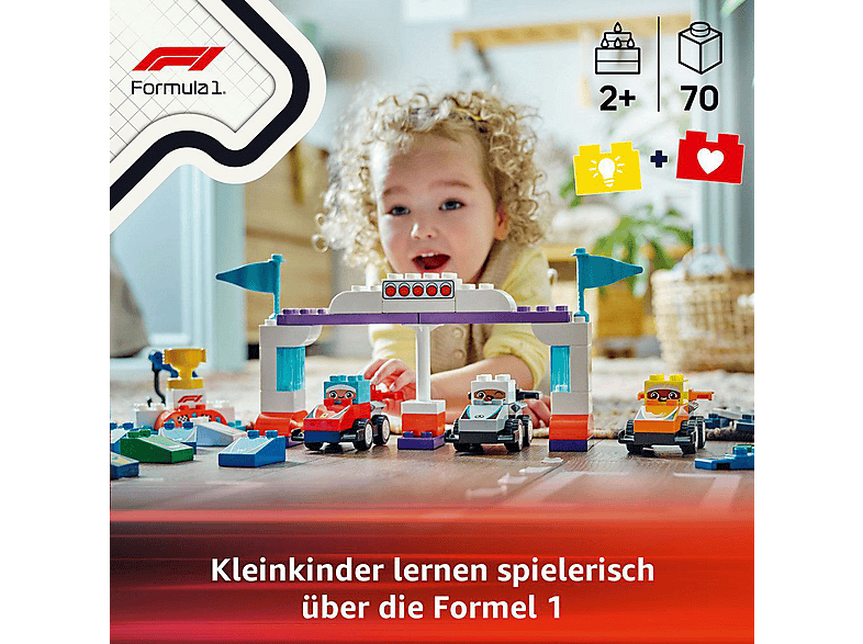 LEGO DUPLO Town 10445 F1® Team Rennautos mit Rennfahrern Bausatz, Mehrfarbig