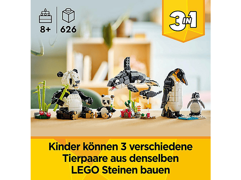 Thumbnail - LEGO Creator 31165 Wilde Tiere: Pandafamilie Bausatz, Mehrfarbig