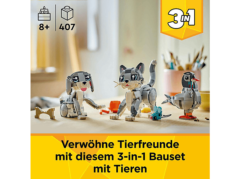 LEGO Creator 31163 Graue Katze Bausatz, Mehrfarbig