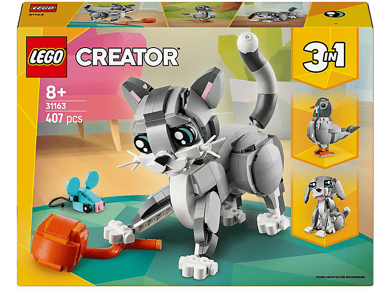 LEGO Creator 31163 Graue Katze Bausatz, Mehrfarbig