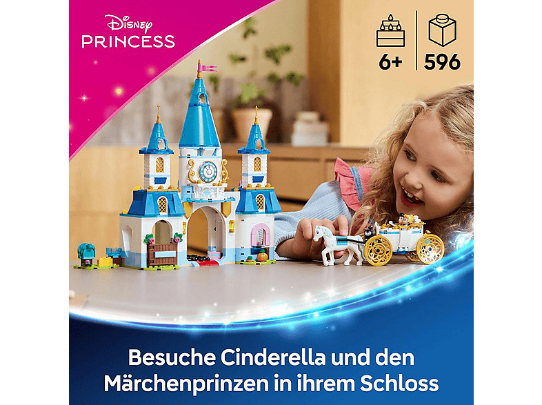 Thumbnail - LEGO Disney Princess 43275 Cinderellas Schloss und Pferdekutsche Bausatz, Mehrfarbig