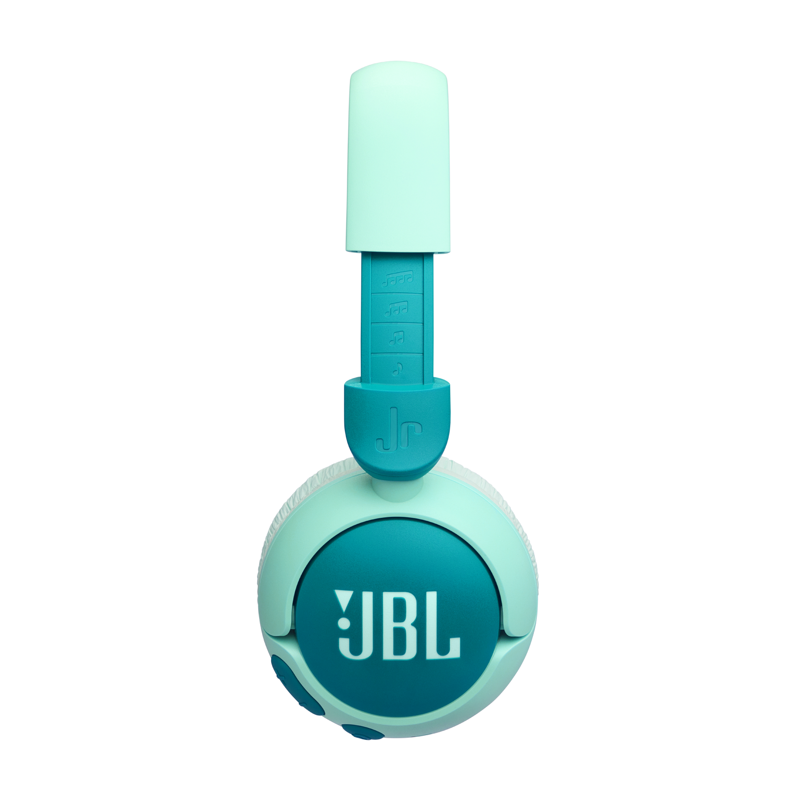 Turkuaz bir kafa bandı ve JBL logosu olan kulaklıklar.