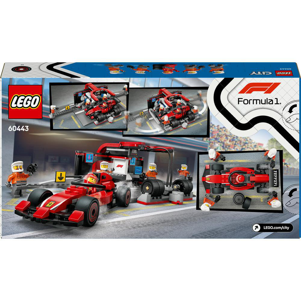 Lego Formel 1 Rennwagen mit zwei Minifiguren.