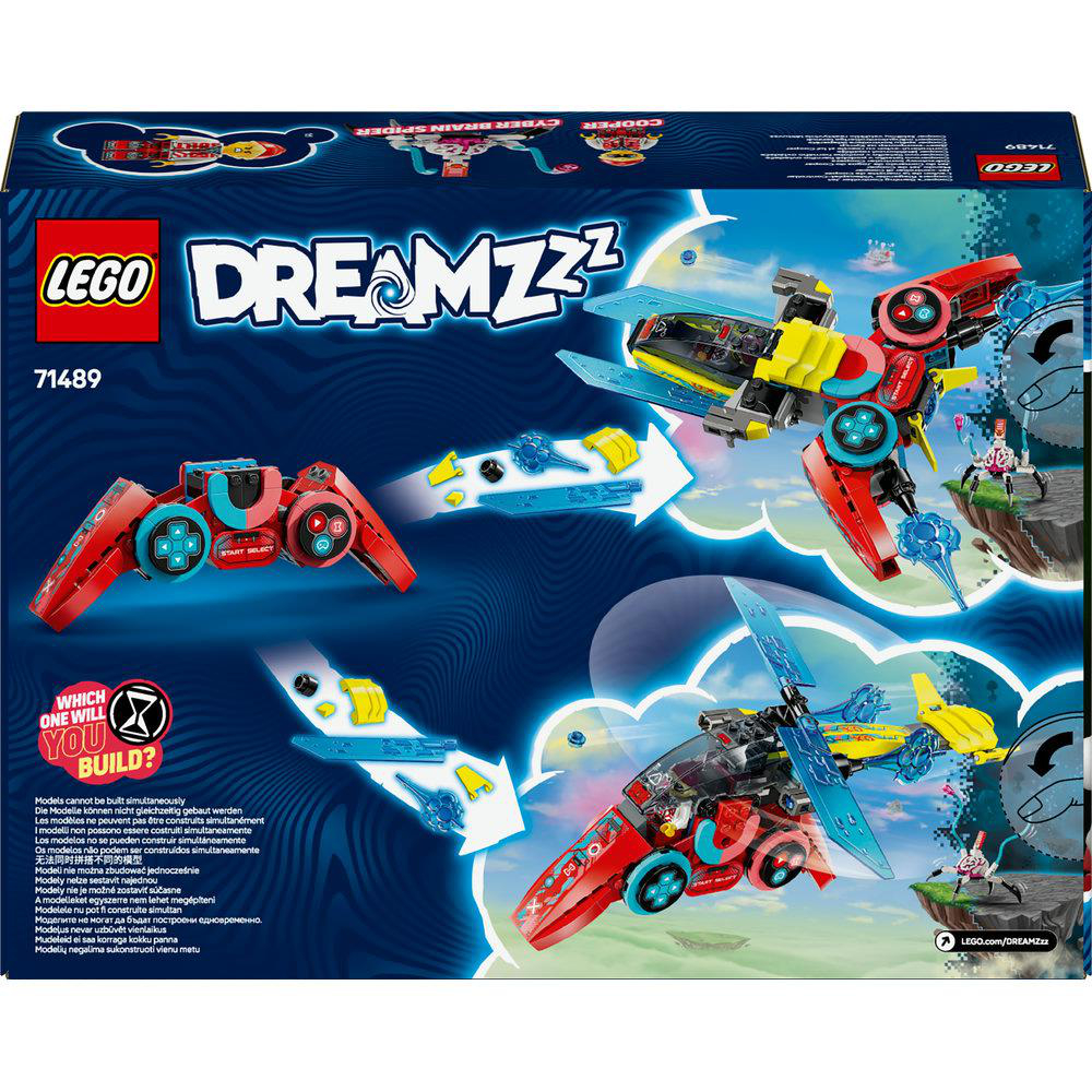 LEGO Dreamzzz Setbox. Enthält illustrierte Bauten und Komponenten, darunter eine Spinne.