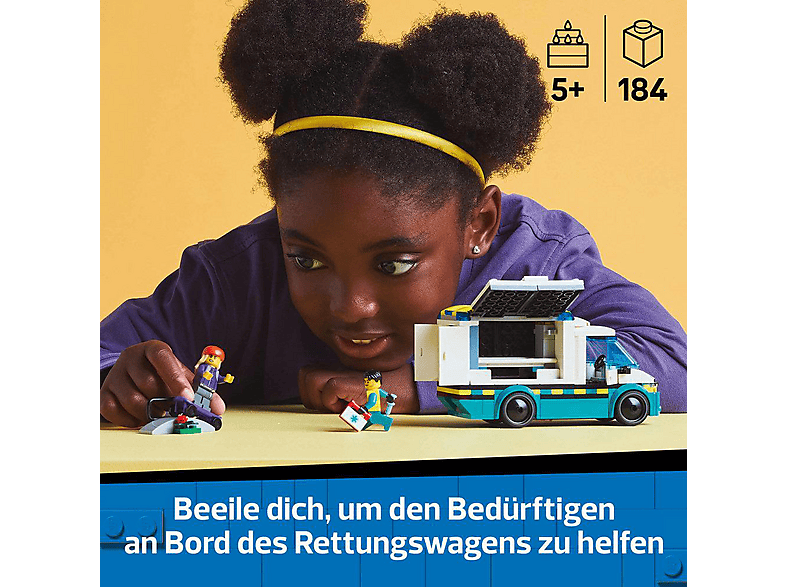 LEGO City 60451 Rettungswagen Bausatz, Mehrfarbig