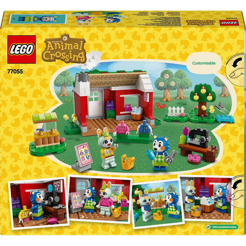 Lego Animal Crossing Set in einer Box. Das Set hat ein Haus und verschiedene Charaktere.