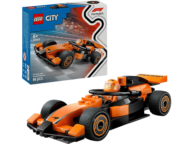 LEGO City 60442 F1® Rennfahrer mit McLaren Rennauto Bausatz, Mehrfarbig