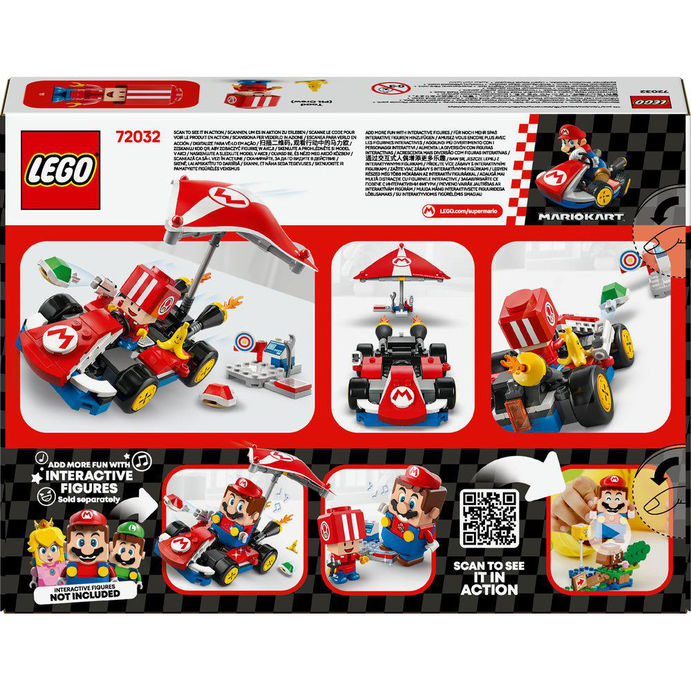 Lego-Box mit Mario Kart-Set. Mario und roter Kart sind auf der Box.