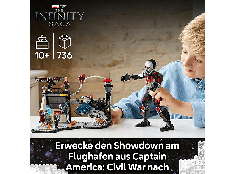 LEGO Super Heroes 76314 Captain America: Civil War Actionduell Bausatz, Mehrfarbig