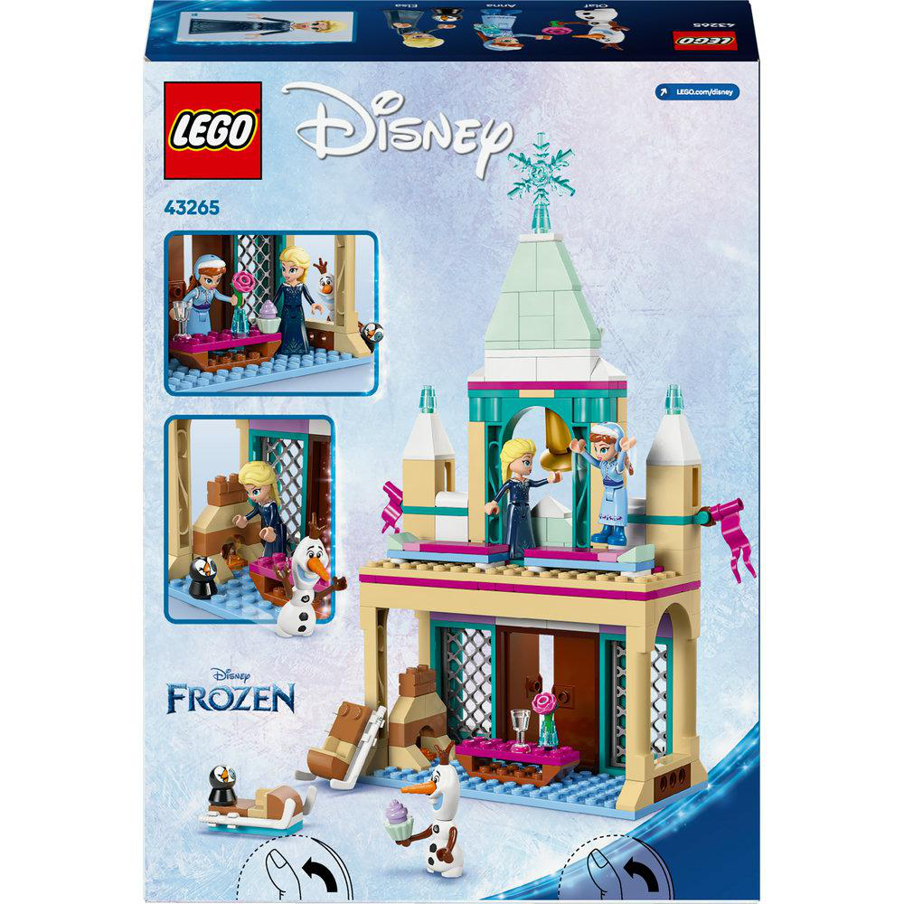 Die Rückseite einer Lego Frozen-Set-Box mit verschiedenen Bauszenen.