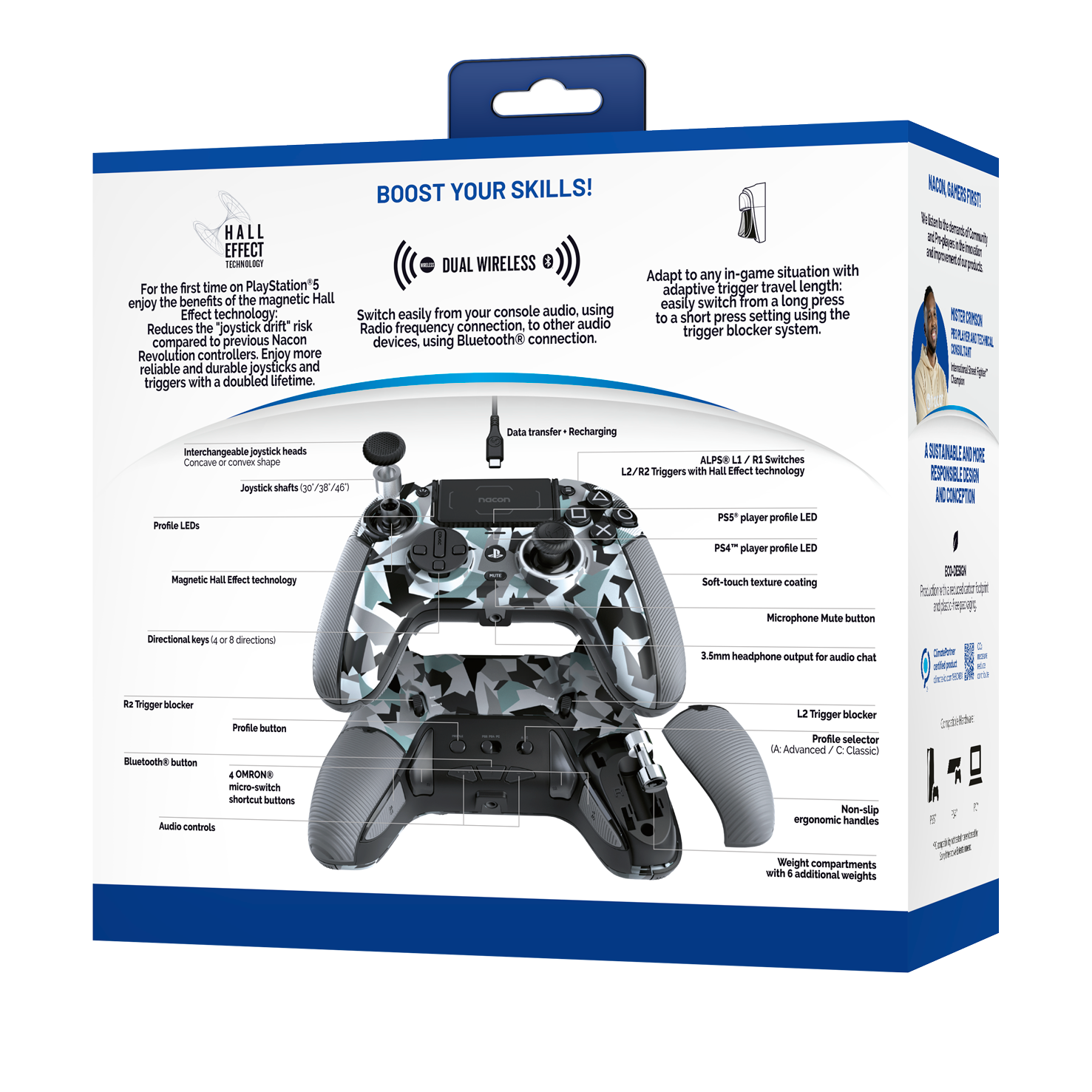 Gaming-Controller-Box mit Controller, Funktionen und technischen Details.