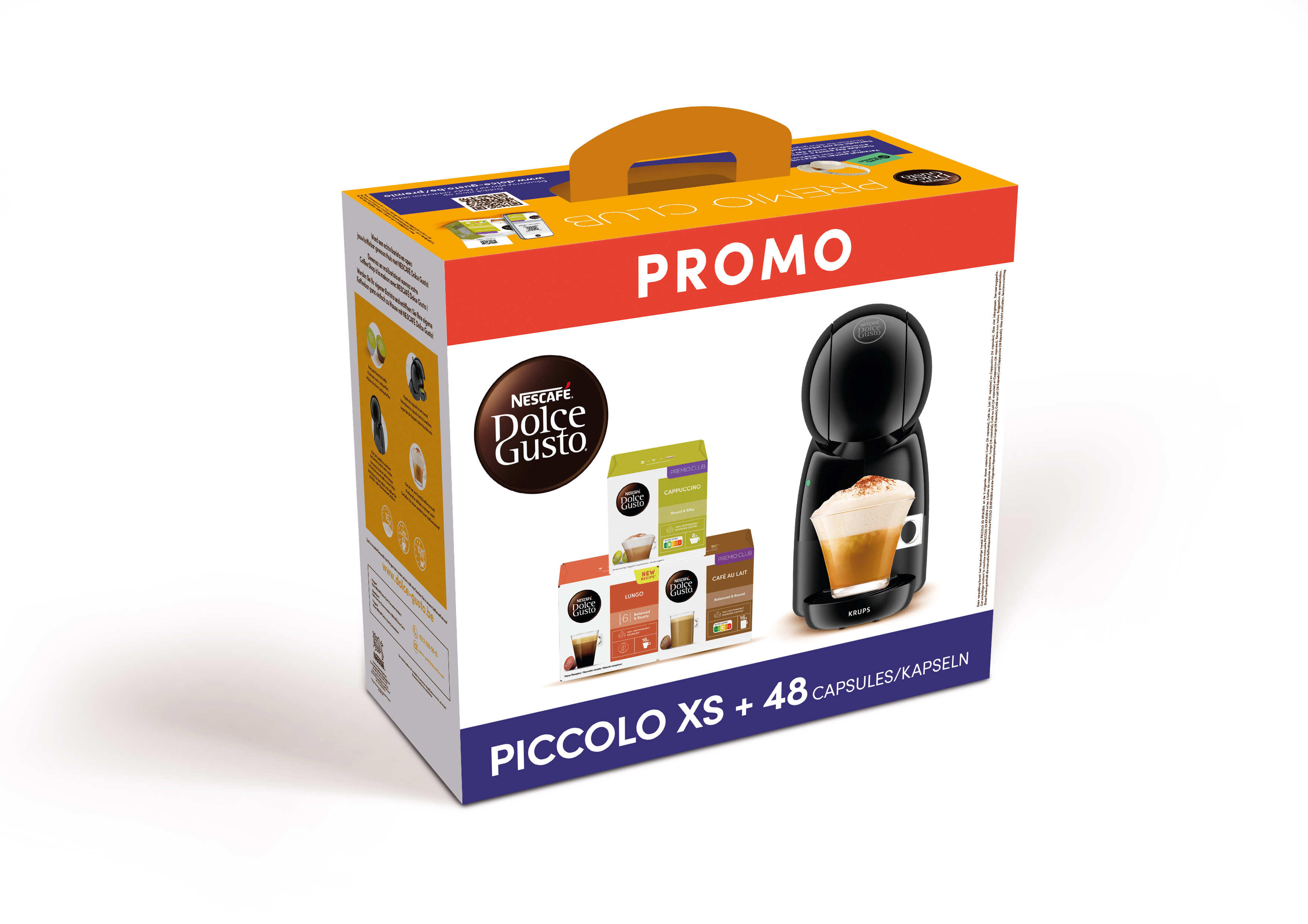 Nescafe Dolce Gusto Piccolo XS met capsules in doos. Koffiezetapparaat en capsules.