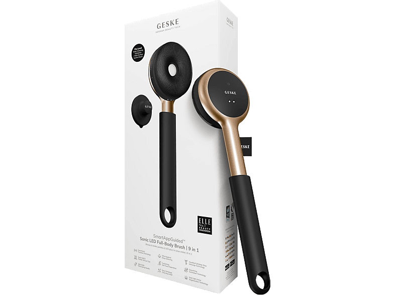 Exfoliante facial - Geske Sonic LED Full-Body Brush & Intensive Exfoliator 9 in 1, Negro