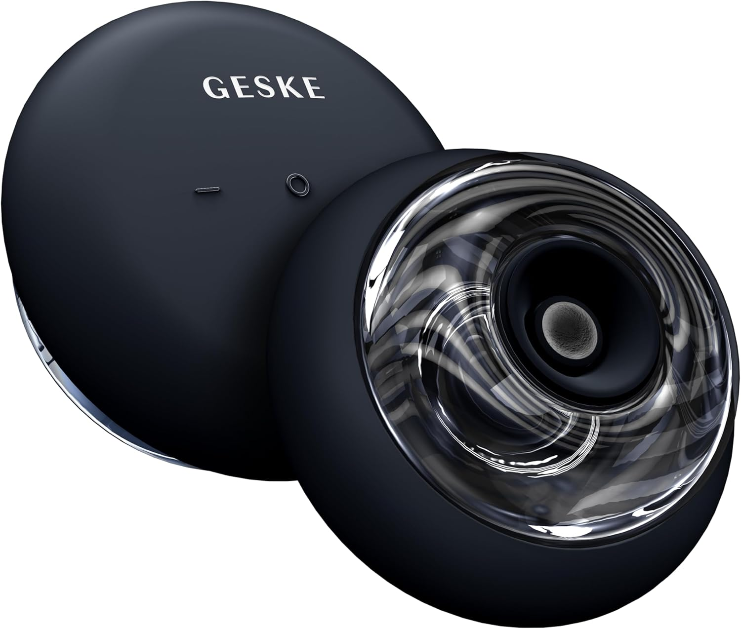 Dispositivo Geske negro y plateado. "GESKE" está en la parte superior.