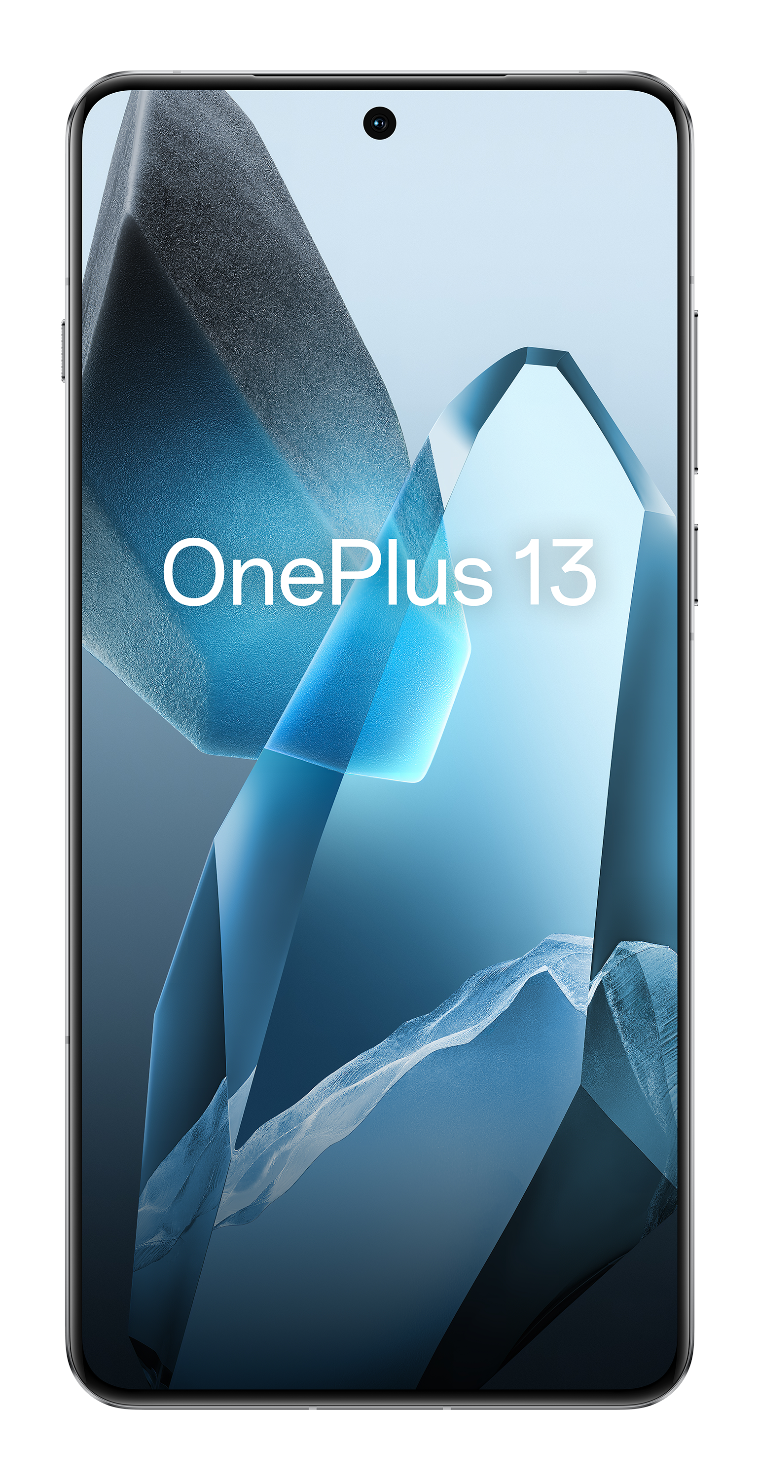 Elegancki czarny smartfon ze słowami OnePlus 13 na wyświetlaczu.