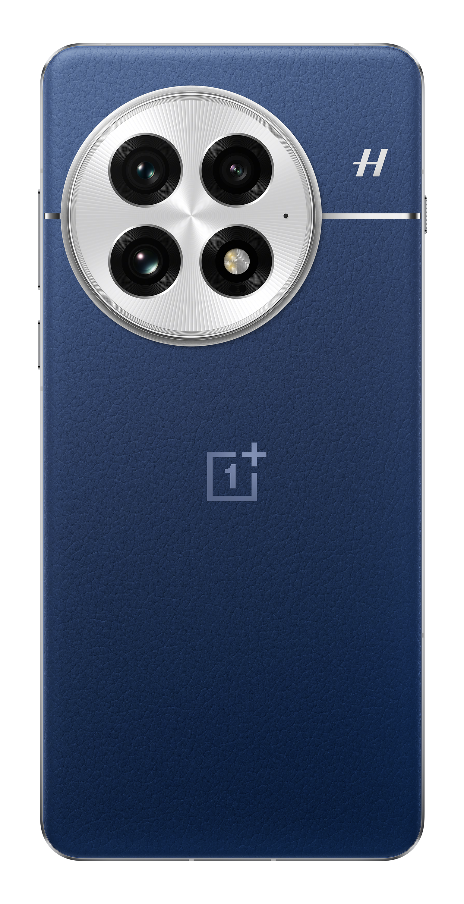 Niebieski smartfon, ze srebrnym modułem aparatu. Logo OnePlus z tyłu.