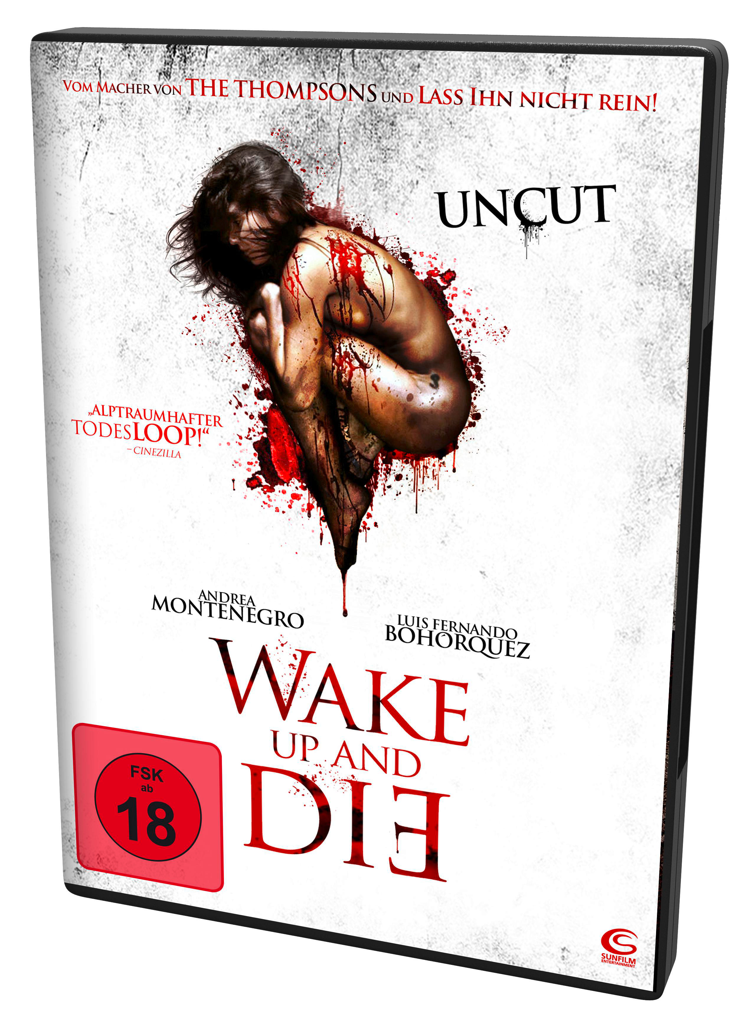 DVD-Cover. Frau mit Blut bedeckt. Titel: Wake Up and Die.