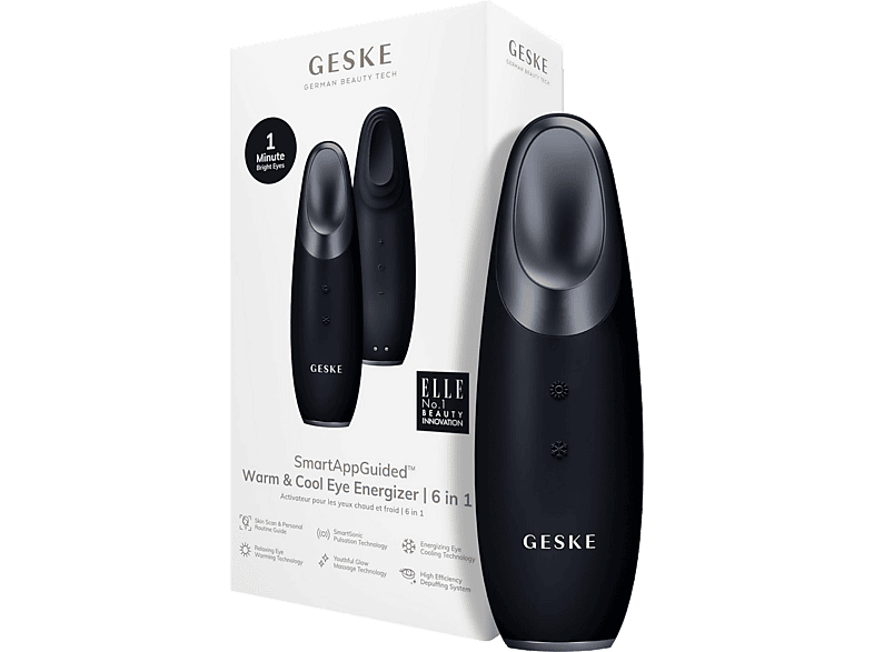 Rejuvenecedor facial - Geske Warm & Cool Eye Energizer 6 en 1, Reduce hinchazón alrededor ojos, IPX7, Negro