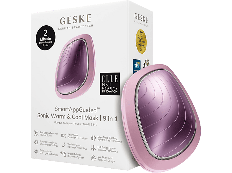 Limpiador facial - Geske Sonic Warm & Cool Mask, Cara, IPX7, Rosa