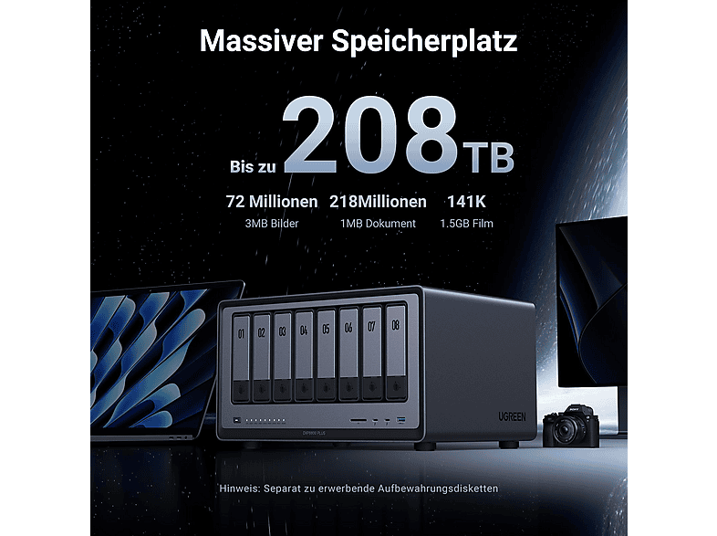 UGREEN NASync DXP8800 Plus 8-Bay 272TB NAS; NAS (Diskless) — Foto 5 von 5