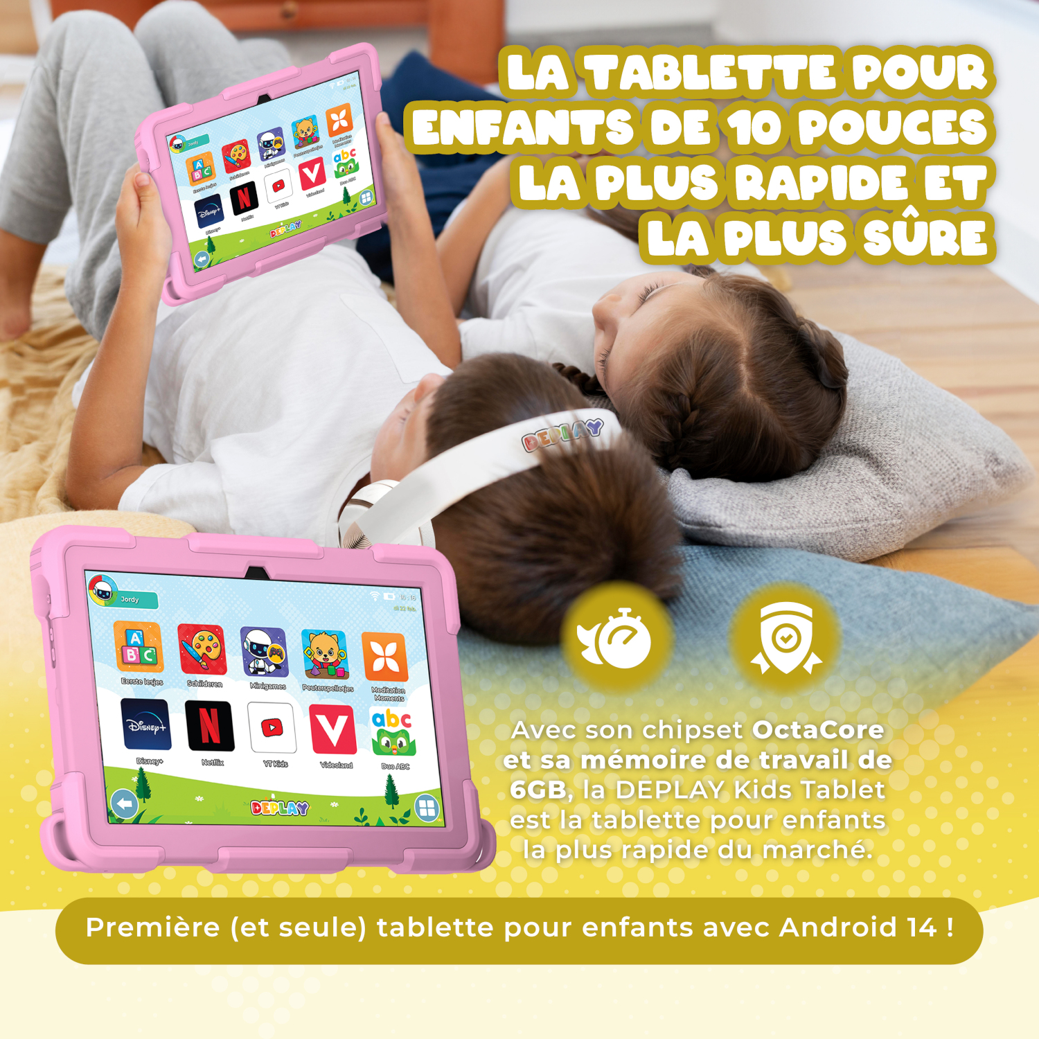 Tablette 10,1 pouces Android 12 OS Tableta, tablettes 2 en 1 avec clavier, souris, étui, stylet