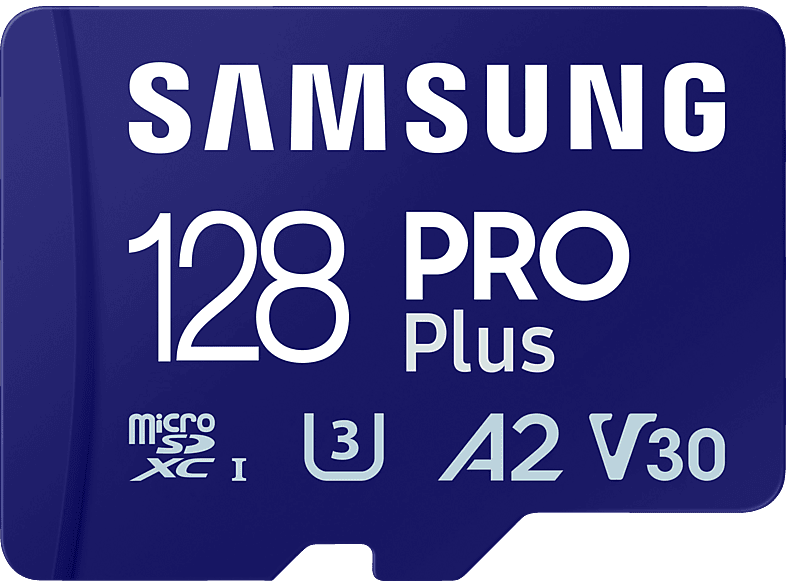 SAMSUNG PRO Plus (2023) mit SD-Adapter, Micro-SDXC Speicherkarte, 128 GB, 180 MB/s