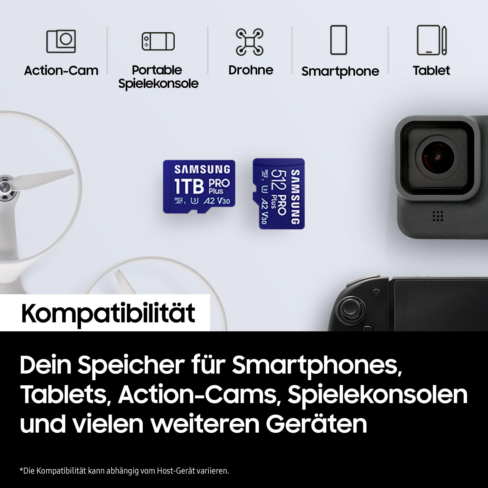 Artikel: Action-Cam, tragbare Konsole, Drohne, Smartphone, Tablet und Speicherkarten.